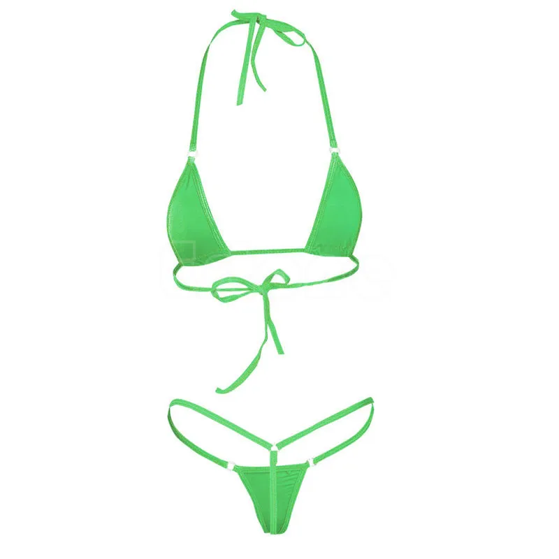 Горячие сексуальные женщины микро стринги Нижнее белье стринги Бюстгальтер мини-бикини купальники пижамы UNS-OKLE - Цвет: Green