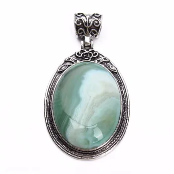 

1pcs 38X67mm Tibetan Stone Pendants Cabochon Diy With Natural Stone Opal Cabochon Setting Base Bezel Cameo Tray for necklace