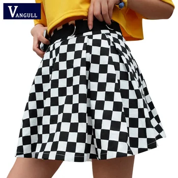 

Vangull 2019 Summer Fashion Women Checkerboard Skirt Street wear Cotton High Waist Plaid Skirts Dancing Korean Short Mini Skirts