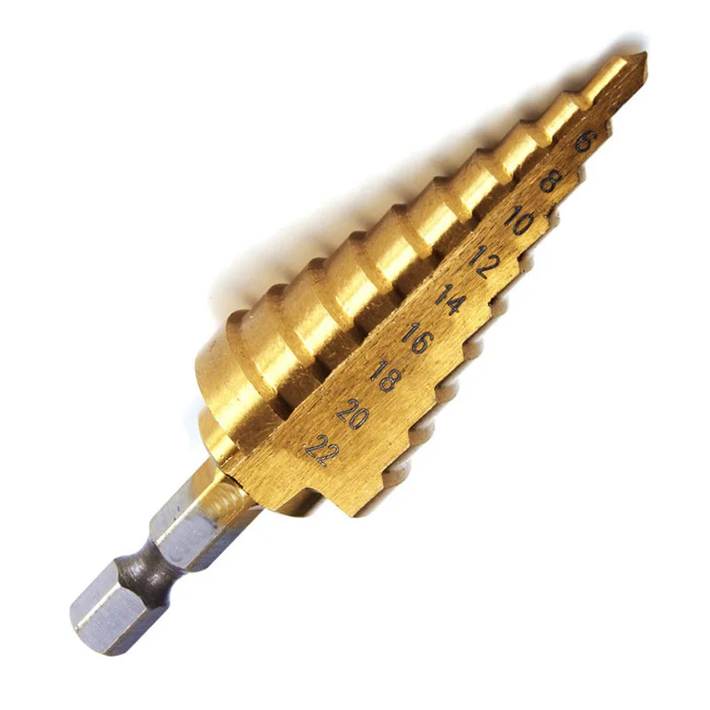4 22mm Drill Bit Set HSS Steel Step Drill Sharpening Hole Drill Cone Drill Countersink Titanium