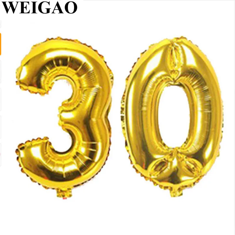 WEIGAO 30/40/50/60th латексные шары для взрослых Декор ко дню рождения конфетти воздушные шары Юбилей День рождения украшения 30 лет воздушные шары - Цвет: 30 16inch