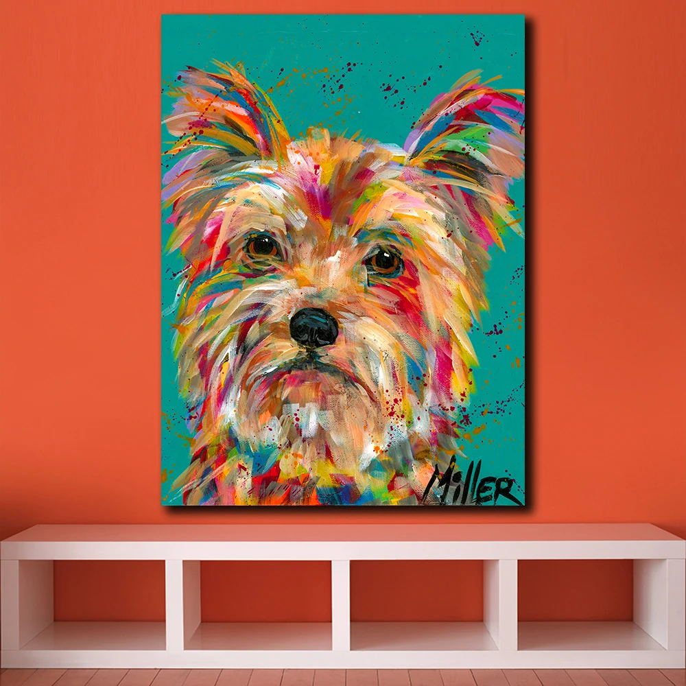 Poster of Yorkie, Yorkshire Terrier High Fashion Design Wall Art - Glam  Decor for Women, Girls Room, Teens Bedroom - Designer Luggage - Blue Gift  for