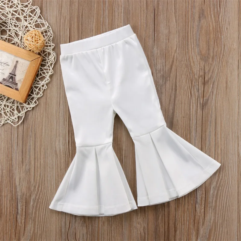 Toddler Infant Baby Kids Girls High Waist Wide Long Flared Bell Babe Bottom Pants Solid Fashion Flare Pants 2T/3T/4T/5T/6T/7T