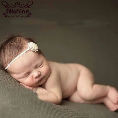 

Nishine Newborn Pearl Rhinestone Headband Infant Children Elastic Flower Hair Accessories Girls Hair Band Photography Props