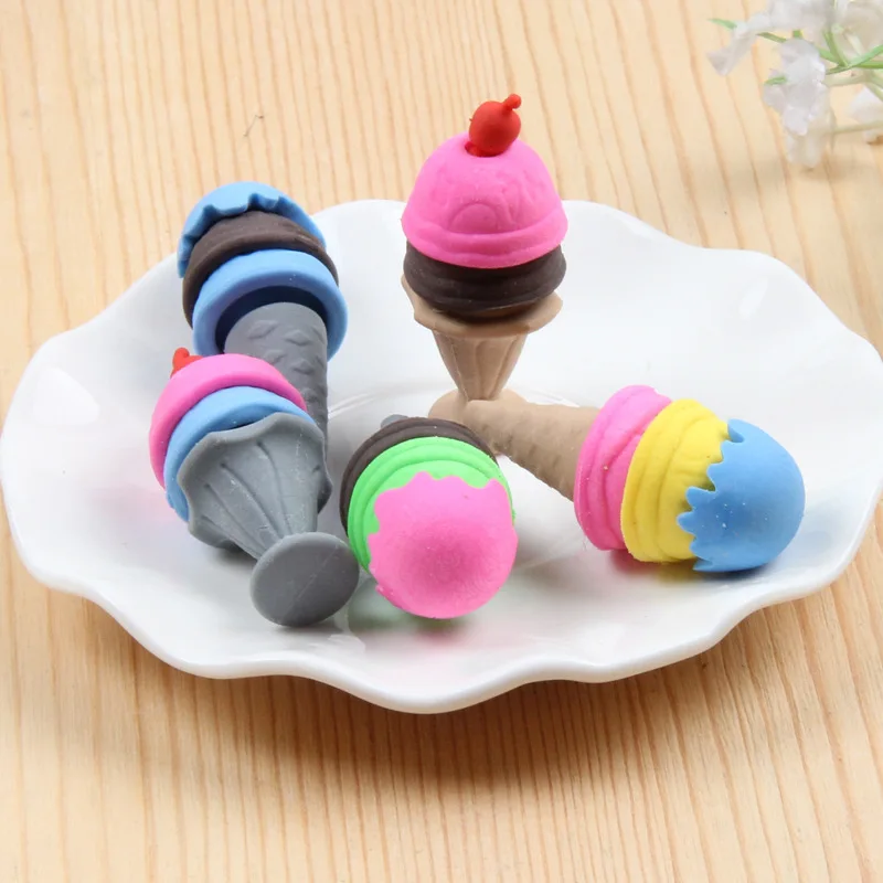 Buy 36 pcs/lot 3D Ice Cream erasers school prizes Cute