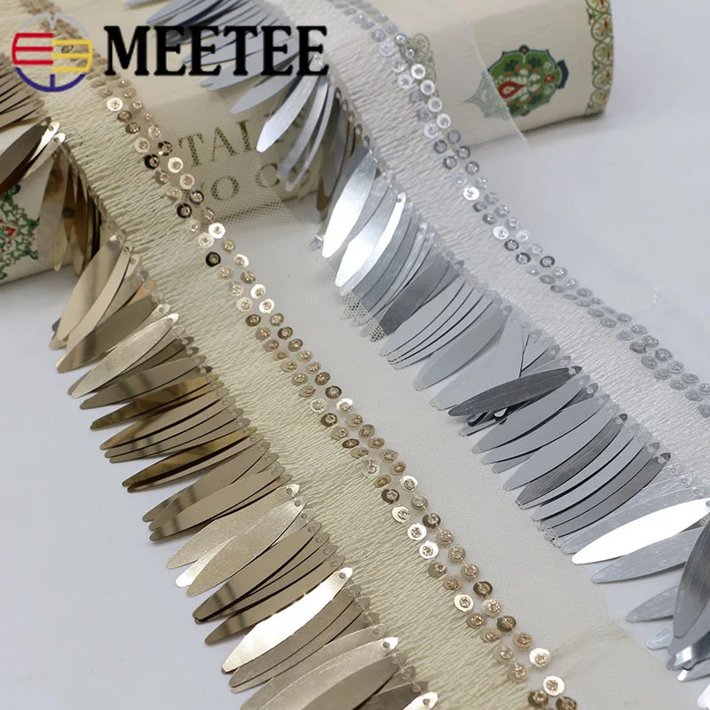 

4Meters Sequins Lace Trim Tassel Embroidered Organza Ribbons Webbing For Stage Costume Garment Decoration DIY Sewing Accessories