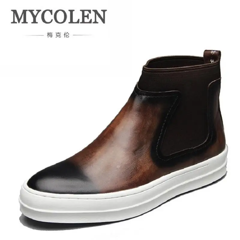

MYCOLEN Genuine Leather Autumn Winter Shoes Men High Quality Chelsea Boots Italian Designer Male Brand Ankle Boots Sapato