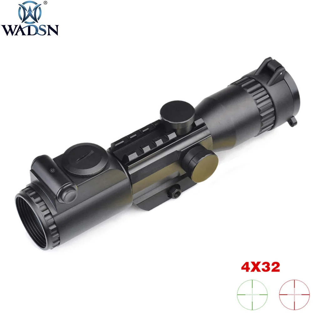 

WADSN Optics Red Green Dot Sight 4x32 Tactical Airsoft Riflescope Hunting Shooting Illuminated Scope 20mm QD mount