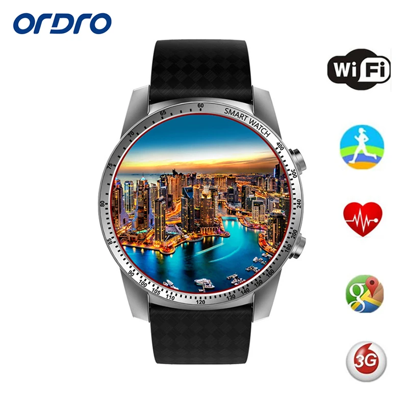 

ORDRO KW99 Android Smart Watch Phone 3G WIFI SIM 8GB WiFi GPS Music Heart Rate 1.39Inch HD screen Android 5.1 SmartWatch For Men