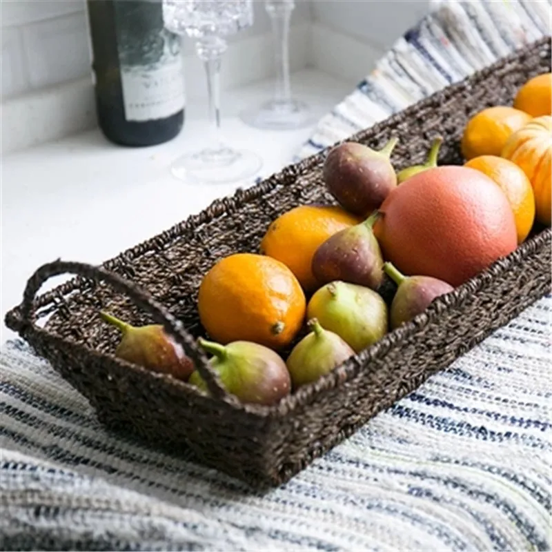 

KINGLANG European rattan tissue box living room simple tray car storage box desktop storage basket