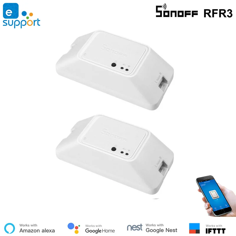 2 шт. Sonoff RF433 WiFi переключатель 433 МГц Sonoff RF R3 WiFi переключатель дистанционного управления Alexa iftt Google Home совместимый RFR3