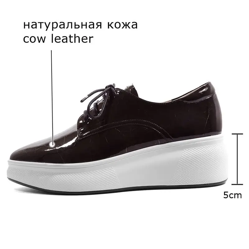 ALLBITEFO brand genuine leather solid women flats sneakers shoes pleated pointed toe platform shoes fashion spring women flats