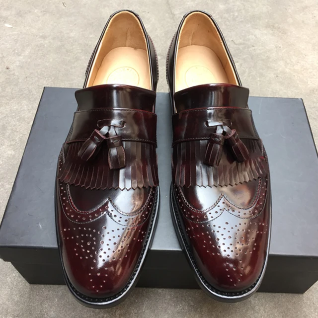 Luxury custom mens goodyear welted shoes italian handmade burgundy ...