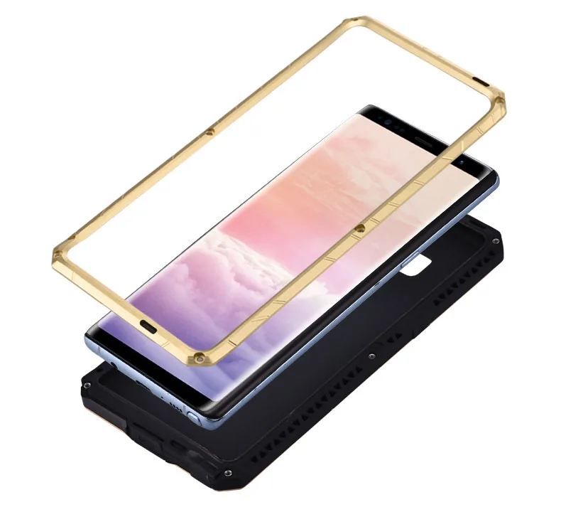 iMatch Water Resistant Shockproof Dust/Dirt/Snow-Proof Aluminum Metal Military Heavy Duty Armor Protection Case Cover for Samsung Galaxy Note 8