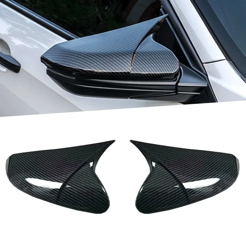 

For Honda For Civic 10th 2016 2017 2018 Horn Shape ABS Carbon Fiber Style Rear View Side Mirror Cover Rearview Caps