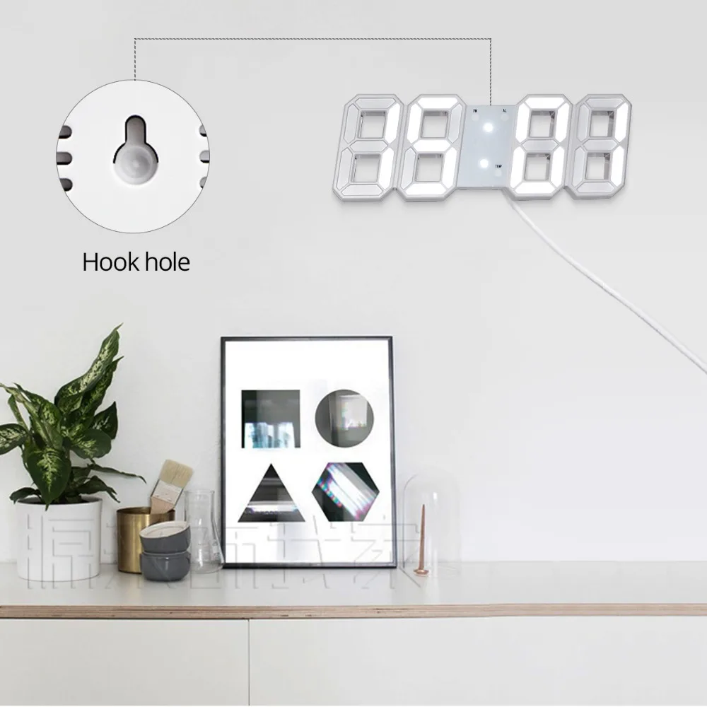 Цифровой светодиодный настенные часы современный дизайн 3D светодиодный дисплей Дата температура будильник настенные часы для домашнего декора Reloj De Pared офис