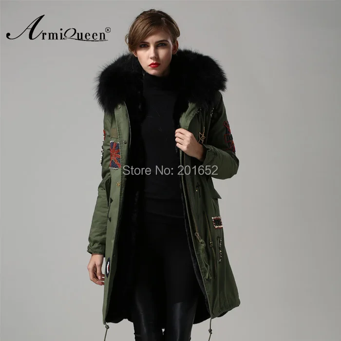Cheap New Women's coat thicken fur winter warm coats overcoat long jacket black artificial fur lining mrs Britain Beading jacket