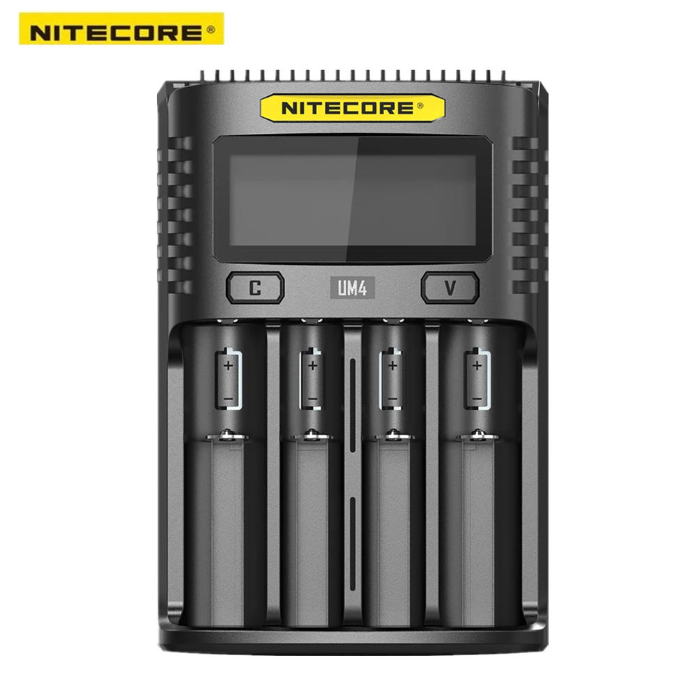 NITECORE UM4 интеллектуальное зарядное устройство USB LCD Li Ion IMR LiFePO4 18650 14500 26650