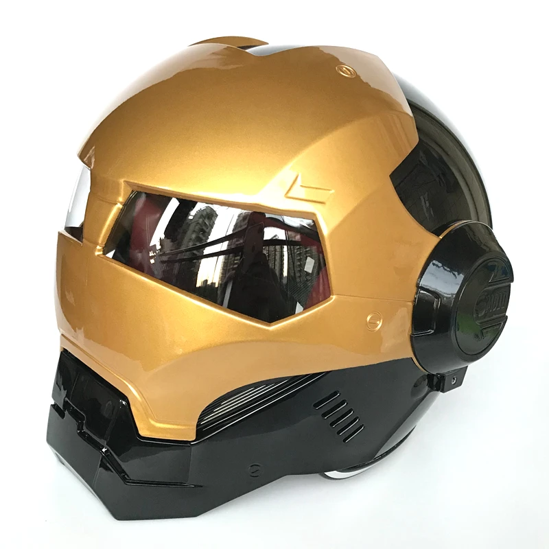 MASEI casco de motocicleta de Iron Man, accesorio de color dorado ...