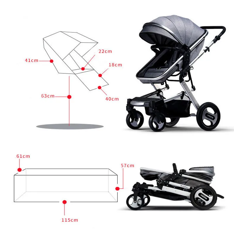 Многофункциональная детская коляска Strolley Pam четыре колеса складная для