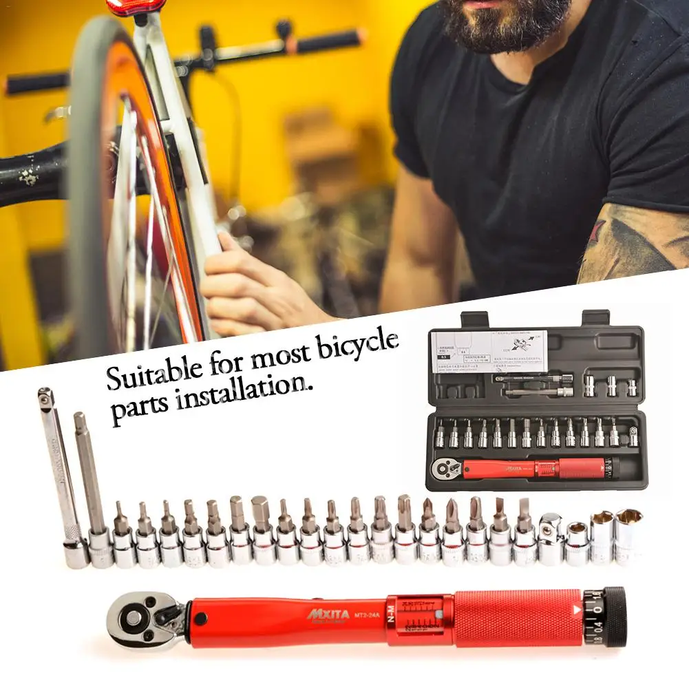 25 Комплектов велосипедный динамометрический ключ для велосипеда, 1/4 2-24нм полированный хромированный стальной велосипедный крутящий момент инструмент для шоссейных и горных велосипедов-2 размера