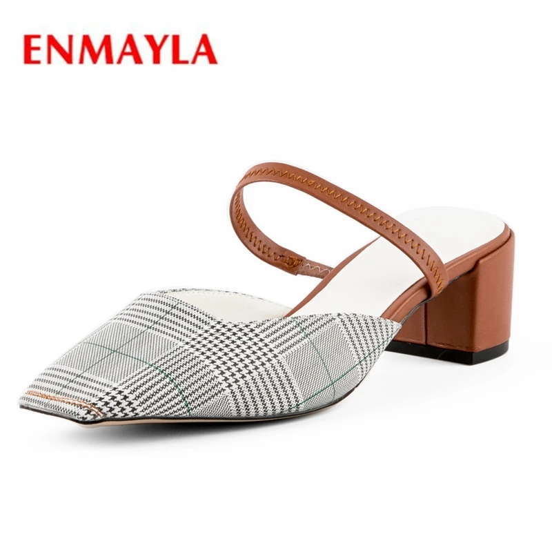 

ENMAYLA New Arrival summer square heel women slip-on sandals lady square toe sandals Big size 34-40 ZYL479
