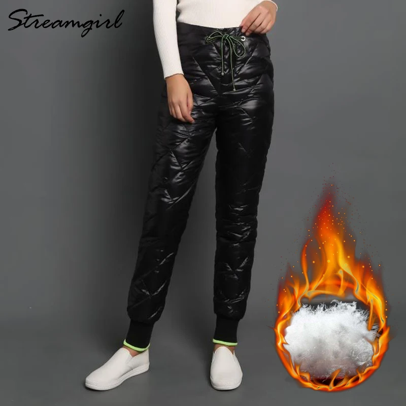 Зимние брюки Streamgirl на утином пуху женские с высокой талией теплые зимние