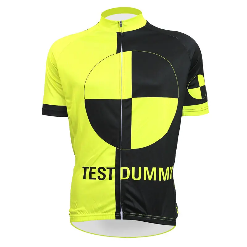 

Alien SportsWear TEST DUMMY Pattern Men Yellow Short Sleeve Riding Clothing Summer 100%Polyester Breathable Cycling Jersey