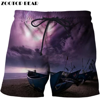 

Boat Printed Beach Shorts Men Masculino Homme 3d Short Plage Quick Dry Swimwear Seaside Board Shorts Male Drop Ship size s-6xl