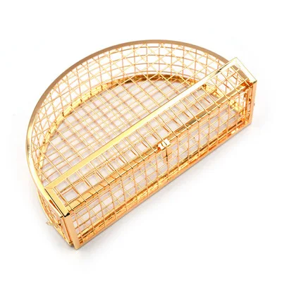 2022 Hollow Out Women Shoulder Bag Luxury Designe Crossbody Evening Bag Metal Cages Half Moon Bag Wedding Party Handbag Clutch 