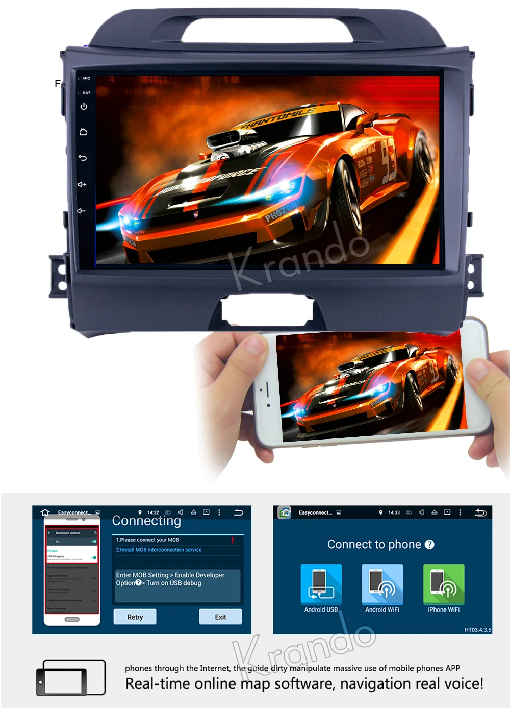 Excellent Krando Android 8.1 9" IPS Big Screen Full touch car Multimedia player for Kia Sportage 2008-2014 radio navigation system gps BT 9