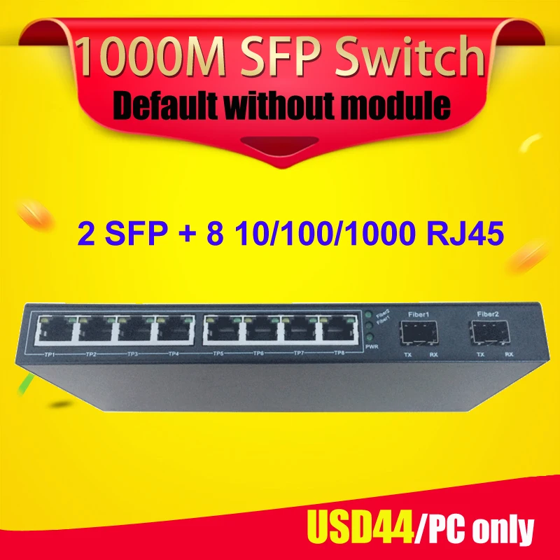 10 портов переключатель sfp 2 волоконный порт и 8 rj45 gigabit sfp|fiber port|sfp portswitch port |