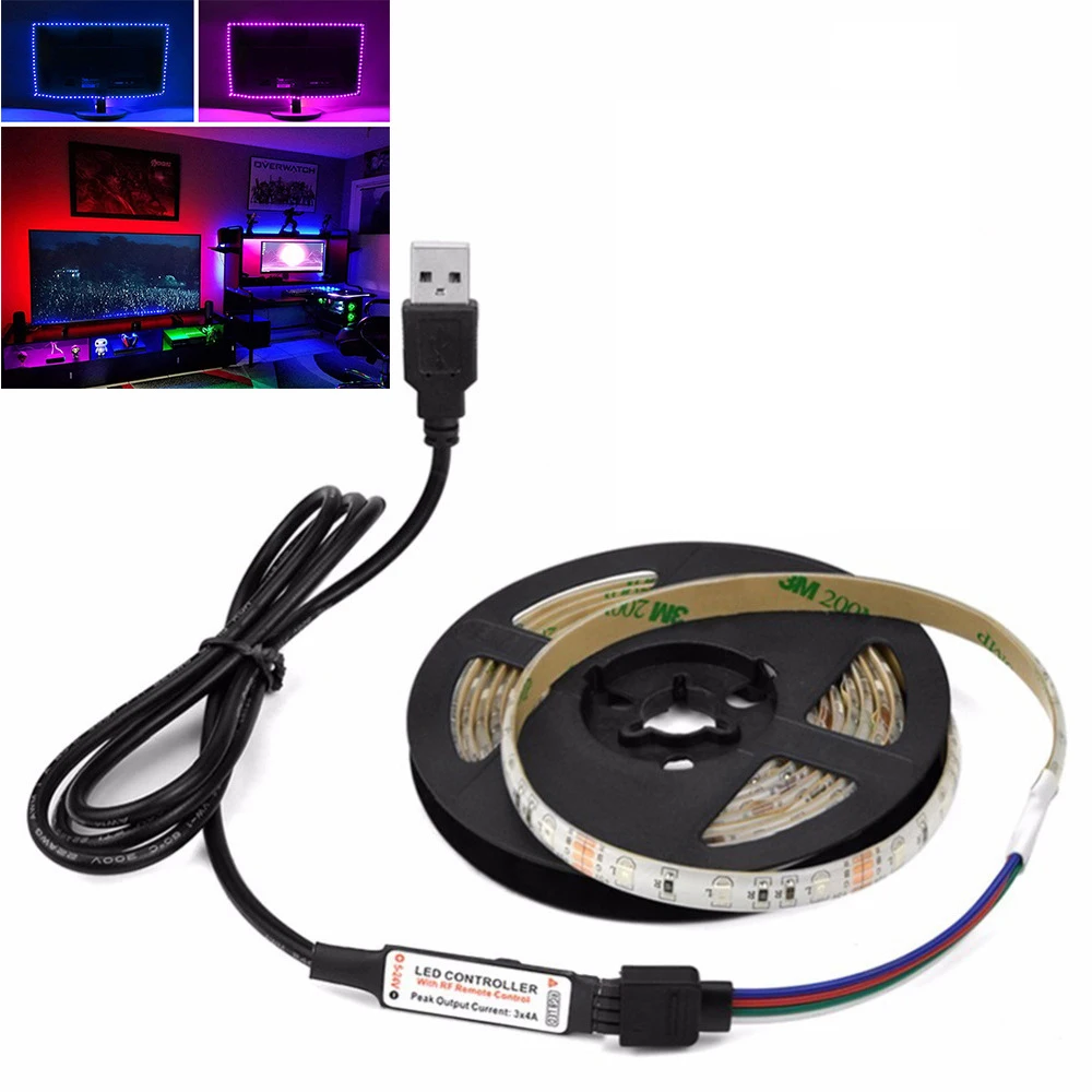 

5V 50CM 1M 2M 3M 4M 5M USB Cable Power LED strip light lamp SMD 2835 Christmas desk Decor lamp tape For TV Background Lighting