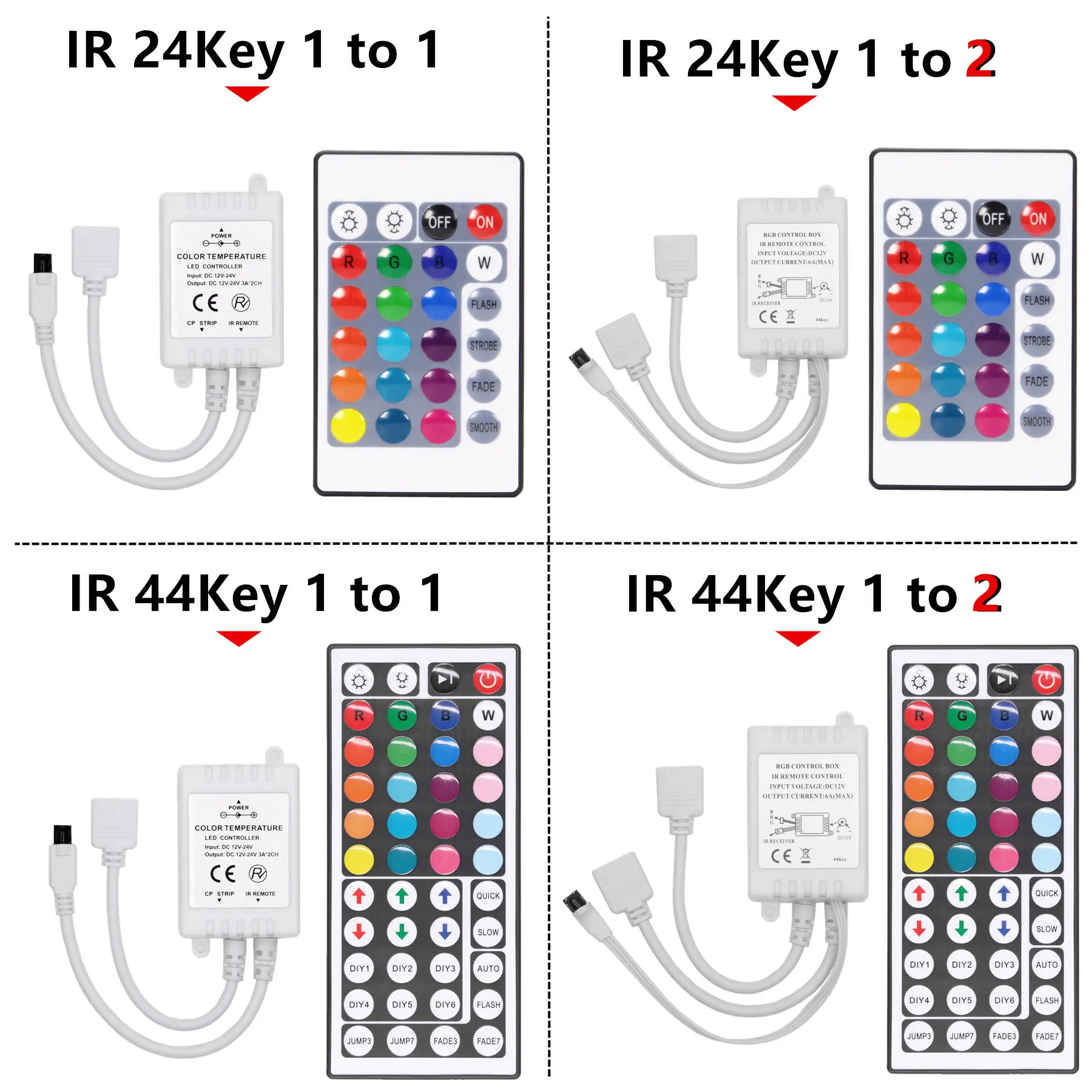 Светодиодный контроллер, светодиодный ИК-контроллер rgb, светодиодный контроллер, ИК-пульт дистанционного управления, диммер 6А для RGB 3528 5050, светодиодная лента