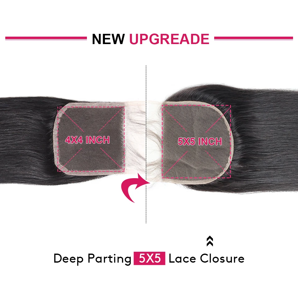 Brazilian Straight Hair Closure Free Part 5X5 Lace Closure With Baby Hair (3)