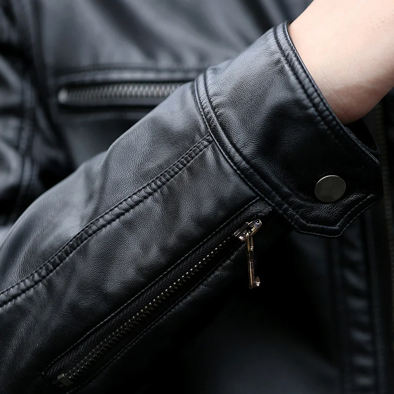 AILOOGE, мужская кожаная куртка, дизайнерское пальто со стоячим воротником, мужская повседневная мотоциклетная кожаная куртка, veste en cuir, куртки, ветровка