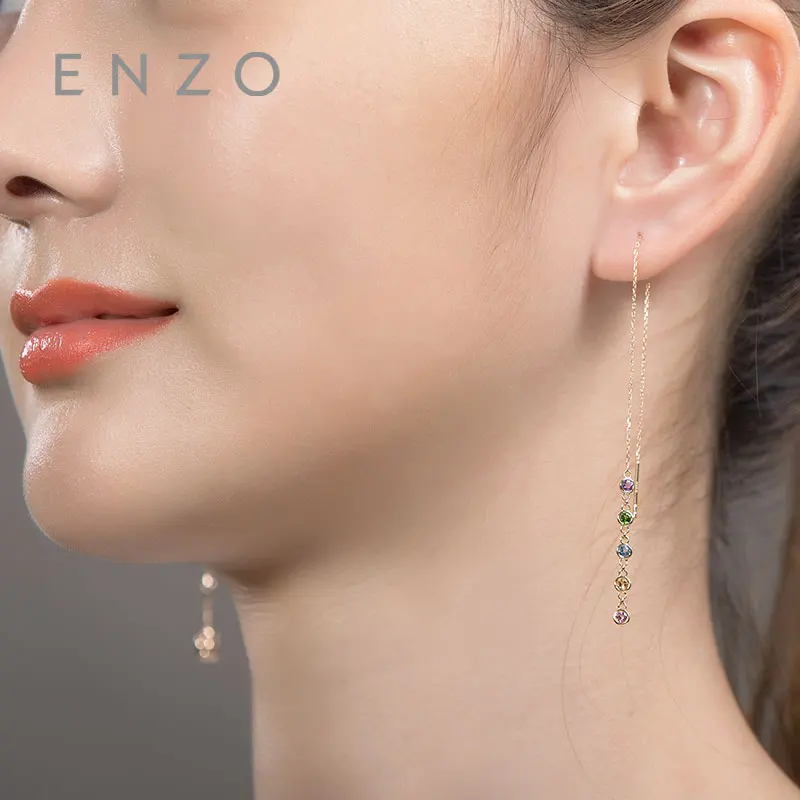 ENZO природных драгоценных камней цитрин/турмалин/Аметист/Топаз/Diopside10PC 0.65CT серьги