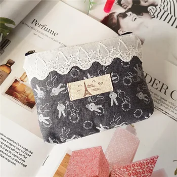 

Cotton cartoon rabbit women mini organizer wallet small money pouch sanitary napkin packagebag carteira bolso feminina for girls