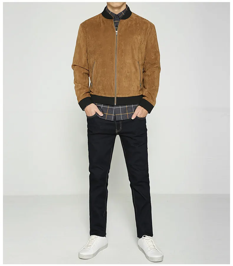 Jacket Men High Quality Autumn Baseball Collar Suede Spring Mens Jacket Coat Male Winter Warm Camel Size M L XL XXL 3XL 2018 New-04