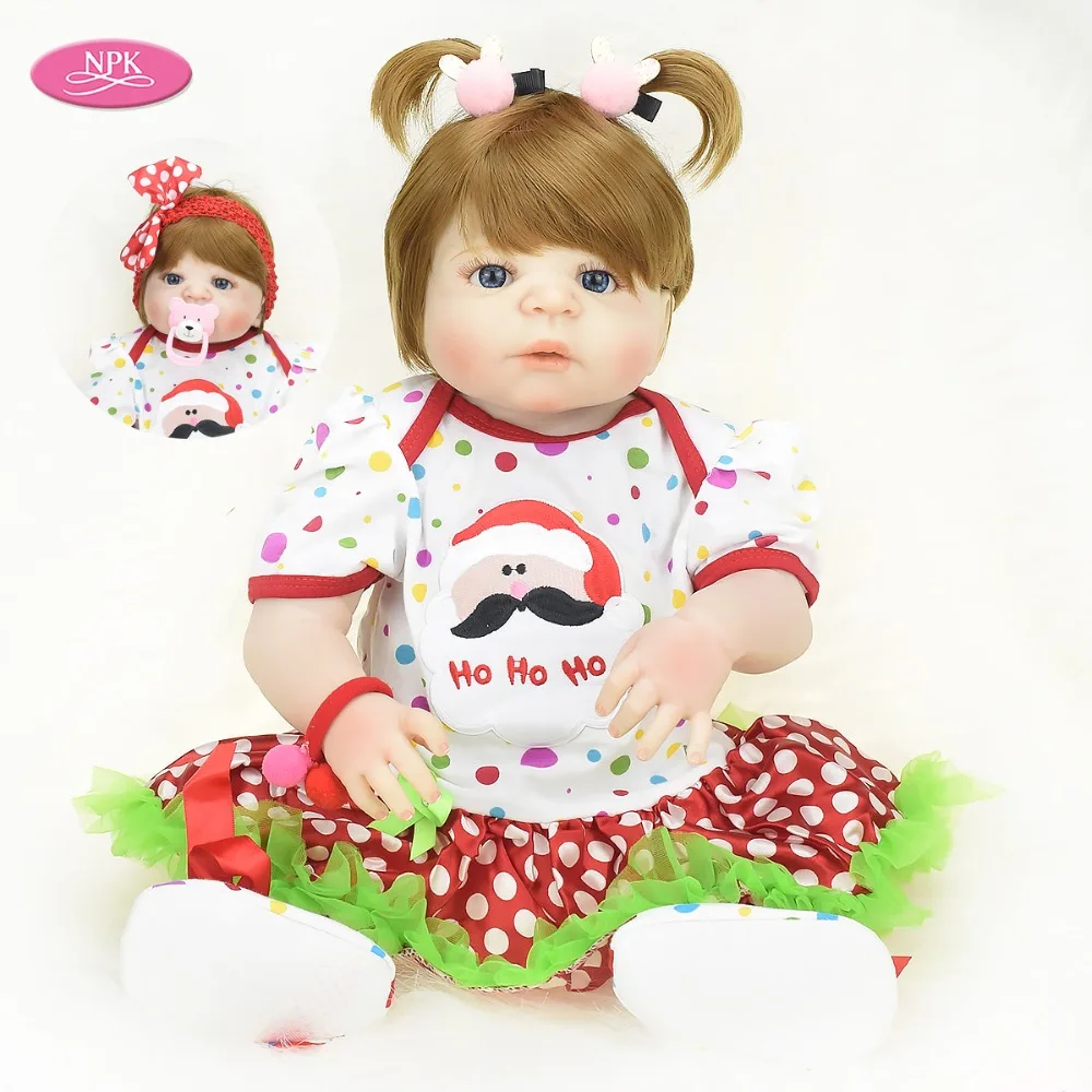 

NPK 55CM Full Silicone Body Reborn Baby Doll Toys for Girls Vinyl Lifelike Princess Toddler Fashion Doll Realistic Bathe Toy
