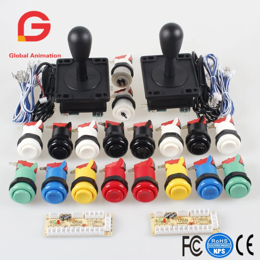 Arcade DIY Kit USB Zero Delay USB Encoder American Style Joystick and Happ Push Button With Micro Switch For Mame Raspberry pi Arcade DIY Kit USB Zero Delay USB Encoder American Style Joystick and Happ Push Button With Micro Switch For Mame Raspberry pi
