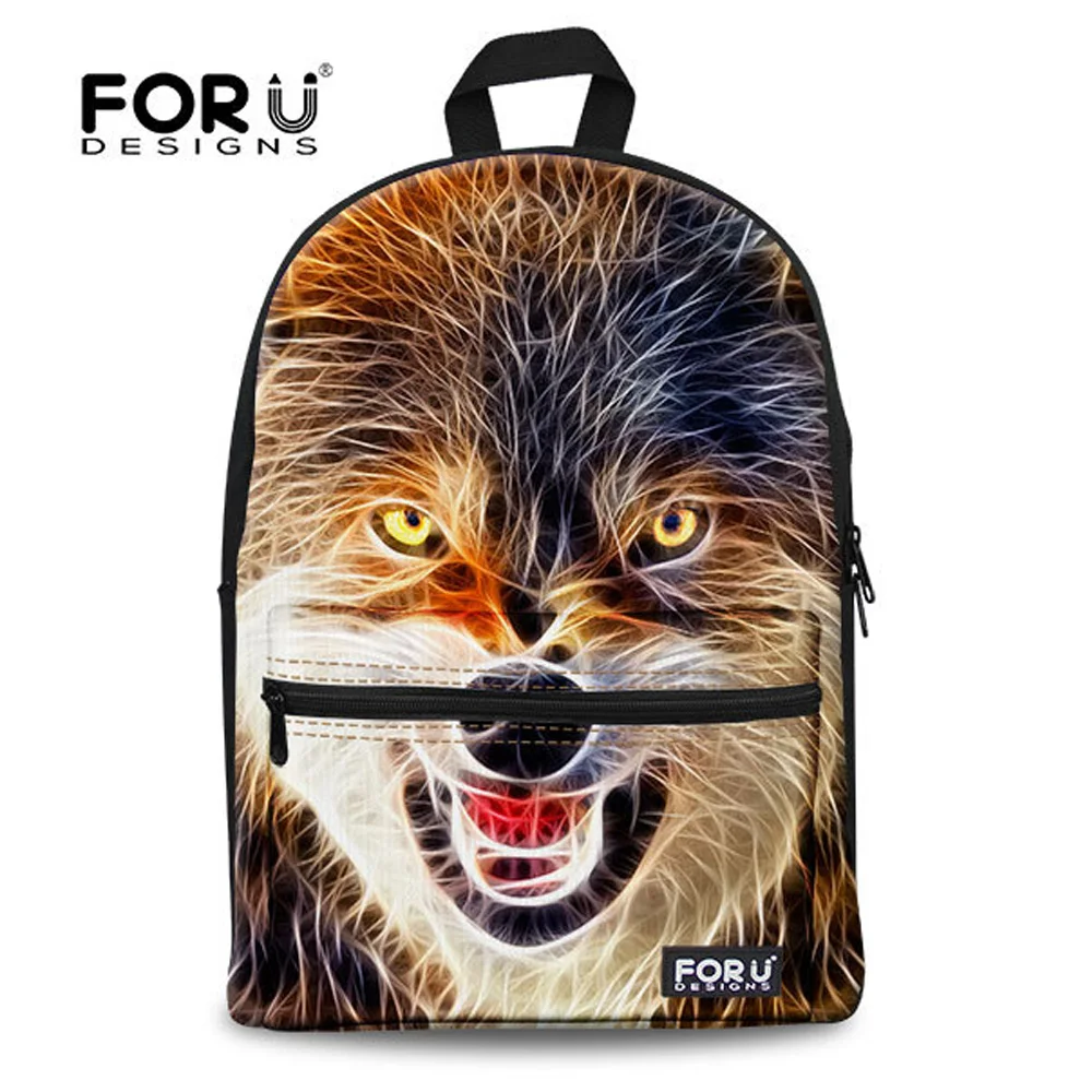 

2017 Big Capacity Men's 3D Animal Backpack Black Wolf Face School Backpack Bag Boys Travel Backpacks College Student Bookbag