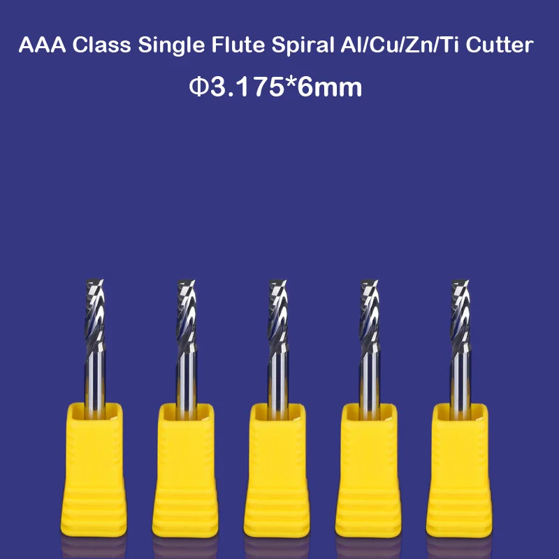 

5pcs Aluminium Cutting Endmilling Single Flute CNC Router Bits 3.175mm CED 1/8" CEL 6mm Free Shipping