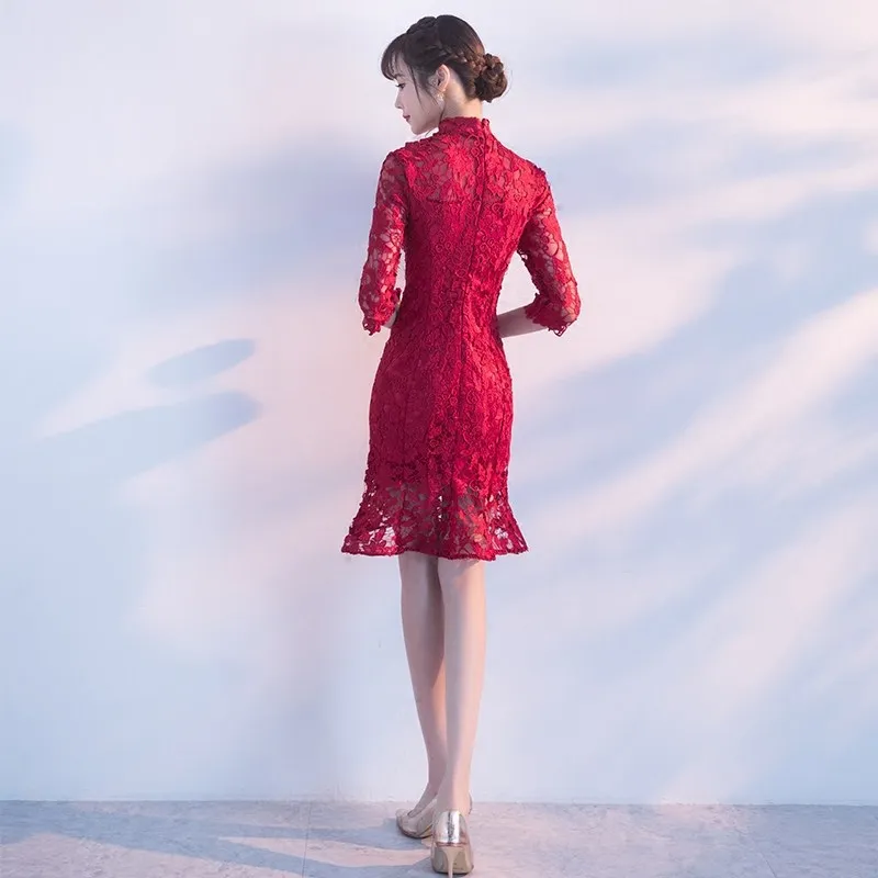 Красные вечерние платья русалки для женщин, элегантные вечерние платья, кружевные аппликации, свадебное платье для гостей, вечерние платья, платья ES1648