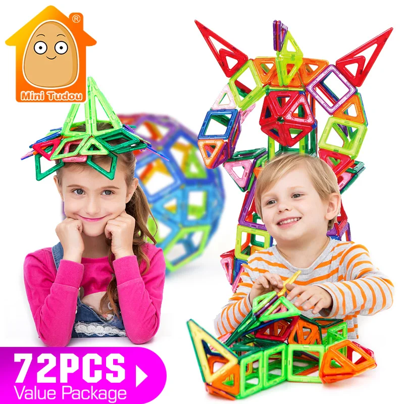 

MiniTudou 72PCS Learning Resources Magnetic Building Toy Multicolor Enlighten Bricks Best Friends Blocks Gift Models Toy Brick