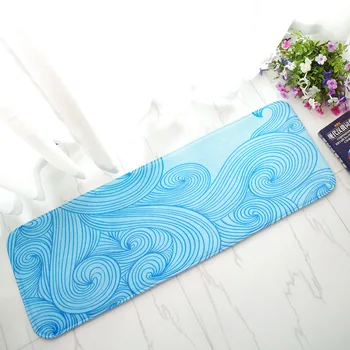 

Honlaker Wavy Pattern Long Kitchen Floor Mat Home Window Rug Bedside Floor Mats Water-absorbing Non-slip Kitchen Mat