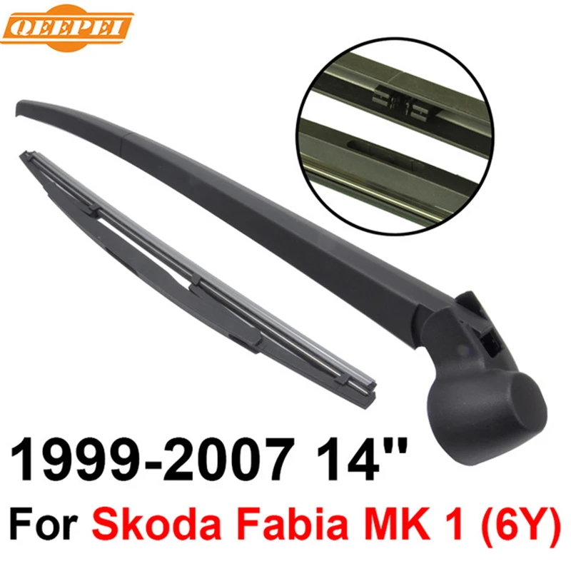

QEEPEI Rear Wiper Blade and Arm For Skoda Fabia MK 1 (6Y) 1999-2007 14'' 5 door estate High Quality Iso9000 Natural Rubber
