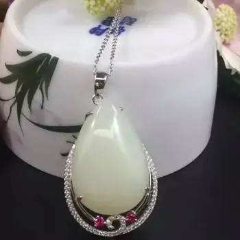 

The new Hetian Baiyu Pendant 925 silver inlay