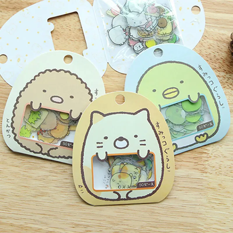 

50X Cute cartoon colorful Japanese Sticker Flakes Bag Sack Anlimals Scrapbooking DIY Hot