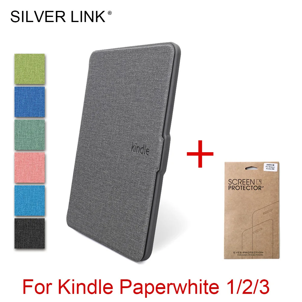 

SILVER LINK Kindle Paperwhite 1/2/3 Silicon Smart Case For Amazon Ereader Cover Auto Sleep/Wake Shell With Screen Protector Film
